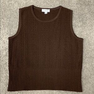 St. John Sport Brown Textured Knit Wool Blend Sleeveless Sweater Women’s S EUC